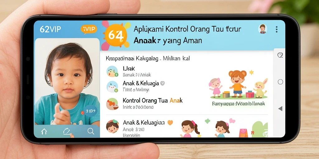 Tampilan antarmuka aplikasi 62VIP untuk kontrol orang tua yang ramah pengguna.