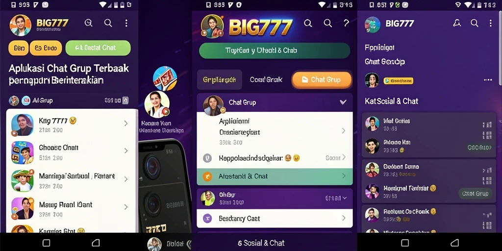 Tampilan antarmuka aplikasi Chat Grup BIG777 yang user-friendly.