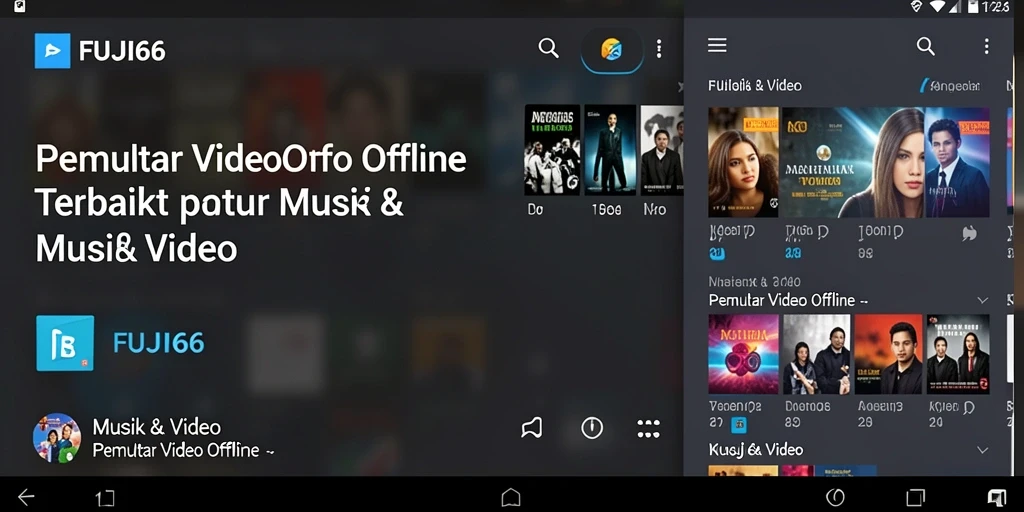 Tampilan antarmuka FUJI66 yang sederhana dan intuitif untuk Pemutar Video Offline.