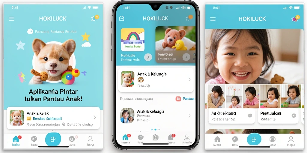 Tampilan antarmuka HOKILUCK yang intuitif untuk memantau anak.