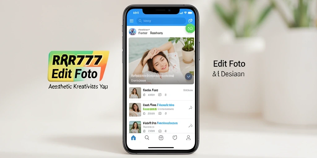 Screenshot utama RR777 menunjukkan antarmuka pengeditan foto yang estetis dan intuitif.