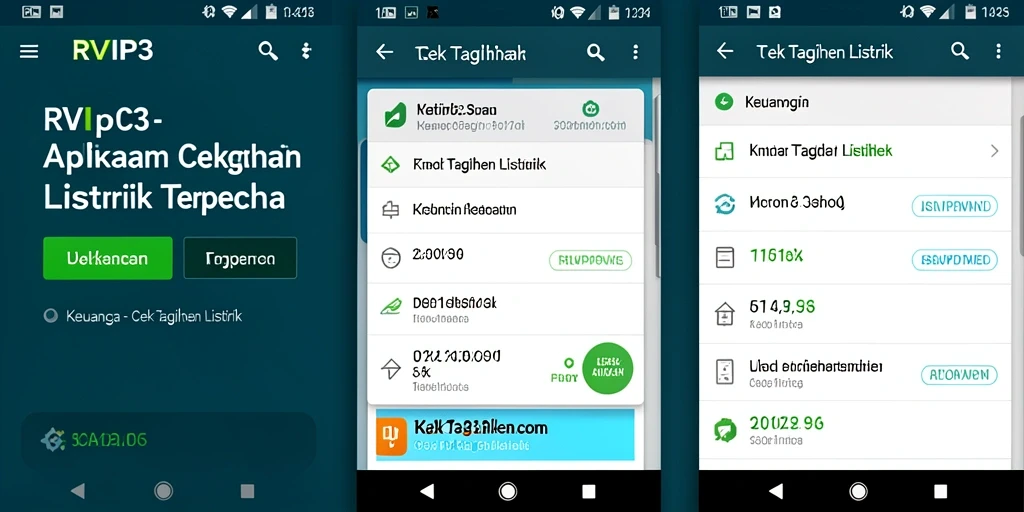 Antarmuka pengguna RVIP3 untuk cek tagihan listrik yang mudah digunakan.